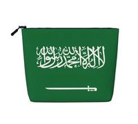 LXqlSS Flag of Saudi Arabia print Fake Hemp Makeup Bag,Travel Toiletry Bag,Convenient Cosmetic Makeup Accessories, Black, One Size