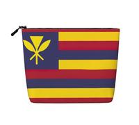 LXqlSS Flag of the Kingdom of Hawaii print Fake Hemp Makeup Bag,Travel Toiletry Bag,Convenient Cosmetic Makeup Accessories, Black, One Size