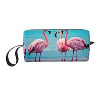 LXqlSS Flamingo Beach Cosmetic Bags for Women Portable Makeup Bag Travel Storage Bag Daily Receive BagLarge Capacity Toiletry Bag, White, One Size
