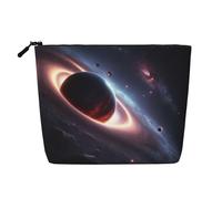 LXqlSS Galaxy planet print Fake Hemp Makeup Bag,Travel Toiletry Bag,Convenient Cosmetic Makeup Accessories, Black, One Size