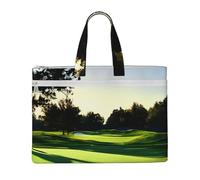 LXqlSS Golf Course print Large Canvas Tote Bag for Women, Utility Work Tote with Compartment, Teacher, Everyday