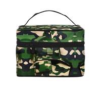 LXqlSS Green Army Digital Camouflage Makeup Bag Portable Travel Cosmetic Bag for Women, Beauty Zipper Makeup Organizer PU Leather Washable Waterproof, Black, Black, One Size
