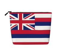 LXqlSS Hawaii Flag print Fake Hemp Makeup Bag,Travel Toiletry Bag,Convenient Cosmetic Makeup Accessories, Black, One Size