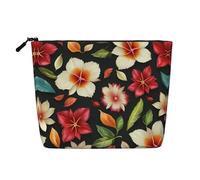 LXqlSS Hawaii Flower print Fake Hemp Makeup Bag,Travel Toiletry Bag,Convenient Cosmetic Makeup Accessories, Black, One Size