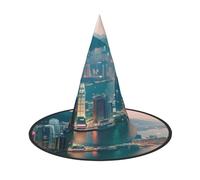 LXqlSS Hong Kong Print Halloween Witch Hat,Witch Hats For Women,Cosplay Party Black Witches Hat,Wizard Hats Halloween
