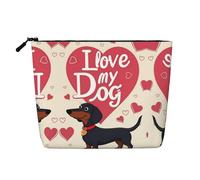 LXqlSS I love dogs print Fake Hemp Makeup Bag,Travel Toiletry Bag,Convenient Cosmetic Makeup Accessories, Black, One Size