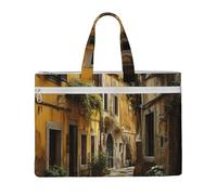 LXqlSS Italian Old Street print Large Canvas Tote Bag for Women, Utility Work Tote with Compartment, Teacher, Everyday