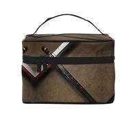 LXqlSS Japanese Samurai Sword Makeup Bag Portable Travel Cosmetic Bag for Women, Beauty Zipper Makeup Organizer PU Leather Washable Waterproof, Black, One Size