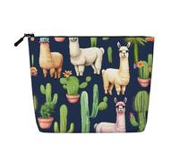 LXqlSS Llama animal alpaca cactus print Fake Hemp Makeup Bag,Travel Toiletry Bag,Convenient Cosmetic Makeup Accessories, Black, One Size