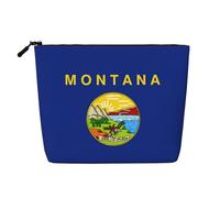 LXqlSS Montana State Flag print Fake Hemp Makeup Bag,Travel Toiletry Bag,Convenient Cosmetic Makeup Accessories, Black, One Size