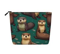 LXqlSS Naughty Beaver print Fake Hemp Makeup Bag,Travel Toiletry Bag,Convenient Cosmetic Makeup Accessories, Black, One Size