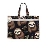 LXqlSS Naughty Sloth Baby print Large Canvas Tote Bag for Women, Utility Work Tote with Compartment, Teacher, Everyday