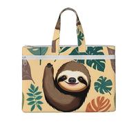 LXqlSS Naughty Sloth Baby print Large Canvas Tote Bag for Women, Utility Work Tote with Compartment, Teacher, Everyday