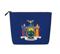 LXqlSS New York flag print Fake Hemp Makeup Bag,Travel Toiletry Bag,Convenient Cosmetic Makeup Accessories, Black, One Size