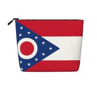 LXqlSS Ohio State Flag print Fake Hemp Makeup Bag,Travel Toiletry Bag,Convenient Cosmetic Makeup Accessories, Black, One Size