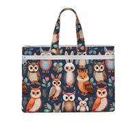 LXqlSS Owl Rabbit Bird Fox print Large Canvas Tote Bag for Women, Utility Work Tote with Compartment, Teacher, Everyday