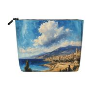 LXqlSS Palm Tree Tropical print Fake Hemp Makeup Bag,Travel Toiletry Bag,Convenient Cosmetic Makeup Accessories, Black, One Size