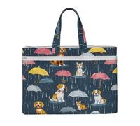LXqlSS Raining Cats & Dogs print Large Canvas Tote Bag for Women, Utility Work Tote with Compartment, Teacher, Everyday