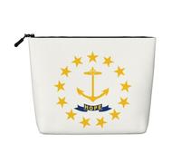 LXqlSS Rhode Island State Flag print Fake Hemp Makeup Bag,Travel Toiletry Bag,Convenient Cosmetic Makeup Accessories, Black, One Size