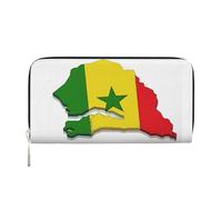 LXqlSS Senegal Flag Map print Leather Wallet for Women Men,Women's Leather Clutch Wallet with Zip,Large Capacity