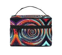 LXqlSS Space Spiral Cosmic Makeup Bag Portable Travel Cosmetic Bag for Women, Beauty Zipper Makeup Organizer PU Leather Washable Waterproof, Black, One Size