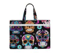 LXqlSS Sugar Skull print Large Canvas Tote Bag for Women, Utility Work Tote with Compartment, Teacher, Everyday