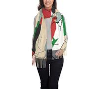 LXqlSS Syrian Arab Republic flag map03 print Women Scarf Fashion Christmas Winter Scarf for Women Men Long Scarf with Tassels Shawl Wrap, Black, One size