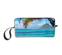 LXqlSS Tahiti Beach Cosmetic Bags for Women Portable Makeup Bag Travel Storage Bag Daily Receive BagLarge Capacity Toiletry Bag, White, One Size