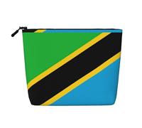 LXqlSS Tanzania Flag print Fake Hemp Makeup Bag,Travel Toiletry Bag,Convenient Cosmetic Makeup Accessories, Black, One Size