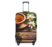 LXqlSS Teal Flower on Wooden Plank Luggage Covers For Suitcase Approved,Suitcase Cover Protector Fit 18-32 InchLuggage, Teal Flower On Wooden Plank, M