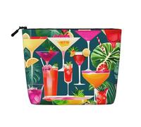 LXqlSS Tropical Cocktail print Fake Hemp Makeup Bag,Travel Toiletry Bag,Convenient Cosmetic Makeup Accessories, Black, One Size