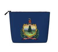 LXqlSS Vermont State Flag print Fake Hemp Makeup Bag,Travel Toiletry Bag,Convenient Cosmetic Makeup Accessories, Black, One Size
