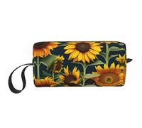 LXqlSS Wild Flower Sunflower Cosmetic Bags for Women Portable Makeup Bag Travel Storage Bag Daily Receive BagLarge Capacity Toiletry Bag, White, One Size