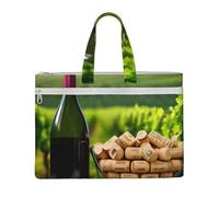 LXqlSS Wine Bottle Corks Grapes print Large Canvas Tote Bag for Women, Utility Work Tote with Compartment, Teacher, Everyday