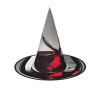 LXqlSS Wine Glass Print Halloween Witch Hat,Witch Hats For Women,Cosplay Party Black Witches Hat,Wizard Hats Halloween