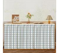 LXRHLIKG Dishwasher Curtain, Grid-like Cabinet Curtain, Dustproof, Short-pile Fabric, with Self-adhesive Sliding Rails, for Open Cabinets(Blue,90x50cm/35x19.7in)