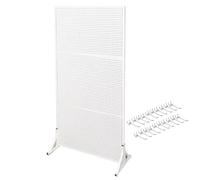 LXRHLIKG Floor-Standing Metal Pegboard with 20 Peg Hooks, Double Side Bracket Pegboard Display Stand for Supermarket Warehouse Workshop(White,60 * 160cm/24 * 63in)