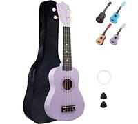 LXS Soprano Ukulele for Kids & Beginners - 21" Small Guitar Ukulele with Gig Bag, 1 Standby String and 2 Picks (Purple)
