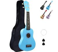 LXS Soprano Ukulele Kids Ukulele for Beginners - 21" Small Guitar Ukulele with Gig Bag, 1 Standby String and 2 Picks (Blue)