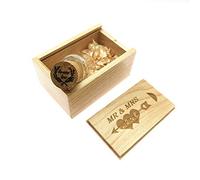 LXSINO 64GB USB 3.0 Flash Drive, Drift Bottle USB Stick, with "MR&MRS" Engraved Wood Box for Wedding, Couple, Parents