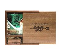LXSINO 64GB Wood USB 3.0 Flash Drive with Laser Engraved Mr & Mrs Design - 64GB USB Stick with Box for Wedding Photography/Anniversary (Walnut, fits 4x6 Photo)