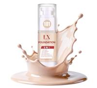 LXSKN 6-in-1 Makeup Foundation Infused with 1% Hyaluronic Acid- Matte + Poreless Liquid Foundation For A Glowing & Soft-Focus Look, Suitable for All Skin Types, 101 Light
