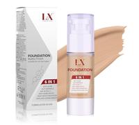 LXSKN 6-in-1 Makeup Foundation Infused with 1% Hyaluronic Acid- Matte + Poreless Liquid Foundation For A Glowing & Soft-Focus Look, Suitable for All Skin Types, 206 Medium
