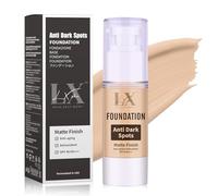 LXSKN Anti-Dark Spot Liquid Foundation - Collagen Serum Foundation Infused with 2% Niacinamide, High Coverage For A Smooth & Satin Finish, 201 Medium