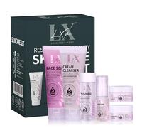 LXSKN Skin Care Set - 6 Step Face Care with Cleanser Face Scrub Toner Serum Gel Moisturiser & Hydrating Cream to Reveal Glowing Skin