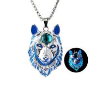 LXSSLY Wolf Necklace for Men Women,Luminous Animal Pendant,Wolf Totem Charm Pendant Necklace,Halloween Glow in the Dark Jewelry, 2.8CM, Zinc, No Gemstone