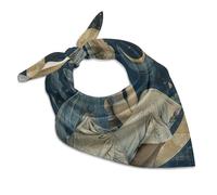 LXTDPBK Bandana for Women Square Headband Angel with Blue Wings Kerchief Silk Hair Scarf Elastic Head Scarf for Headwear, Angel With Blue Wings, 18"x18"