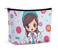 LXTDPBK Cosmetic Bag Travel Makeup Bag Waterproof Toiletry Bag Bear Eating Makeup Organizer Case Portable Toiletry Pouch Large Capacity Zipper Pouch for Women Men, Cute Nurse, One Size, Art Deco