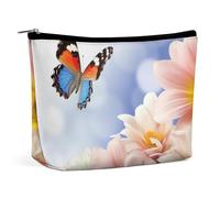 LXTDPBK Cosmetic Bag Travel Makeup Bag Waterproof Toiletry Bag Bear Eating Makeup Organizer Case Portable Toiletry Pouch Large Capacity Zipper Pouch for Women Men, Flowers and Butterfly, One Size, Art