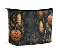 LXTDPBK Cosmetic Bag Travel Makeup Bag Waterproof Toiletry Bag Bird Sitting on Tree Makeup Organizer Case Portable Toiletry Pouch Large Capacity Zipper Pouch for Women Men, Witch and Pumpkin, One
